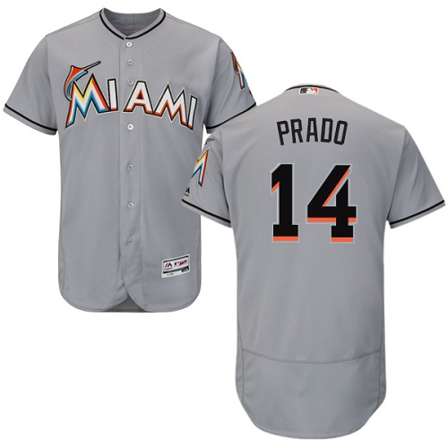 marlins #14 Martin Prado Grey Flexbase Authentic Collection Stitched MLB Jersey